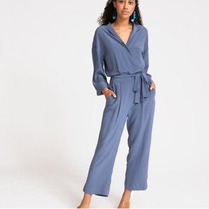 Grana | NWT Silk Wrap Jumpsuit in Vintage Indigo
